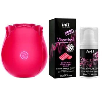 Kit – Rosa Estimuladora com Vibration Power – Vermelho, Algodão Doce Kit - Rosa Estimuladora com Vibration Power - Vermelho, Algodão Doce